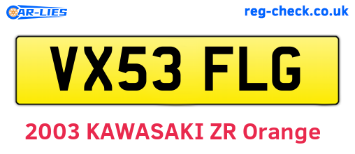 VX53FLG are the vehicle registration plates.