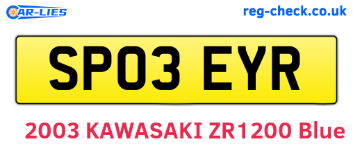 SP03EYR are the vehicle registration plates.
