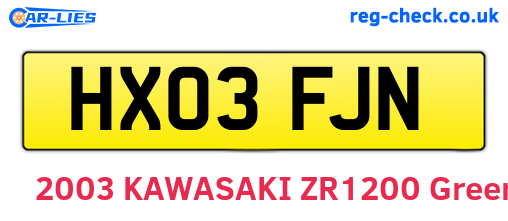 HX03FJN are the vehicle registration plates.