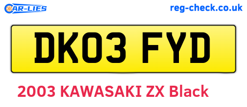 DK03FYD are the vehicle registration plates.