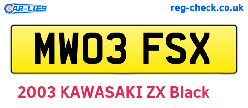 MW03FSX are the vehicle registration plates.