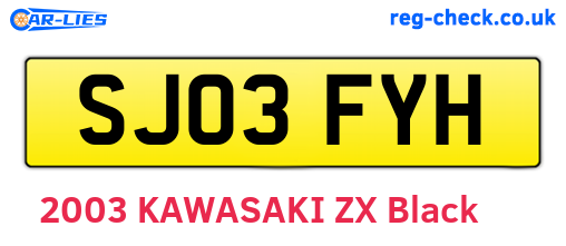 SJ03FYH are the vehicle registration plates.