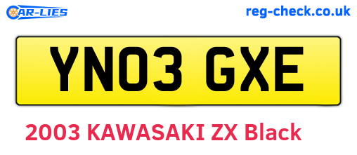 YN03GXE are the vehicle registration plates.