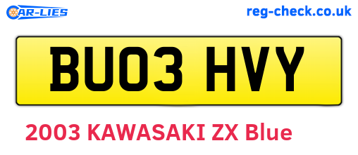 BU03HVY are the vehicle registration plates.