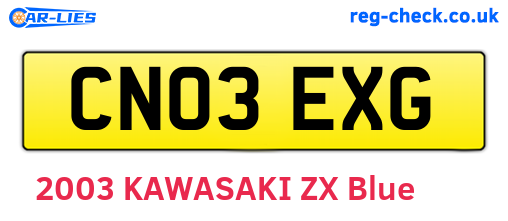 CN03EXG are the vehicle registration plates.