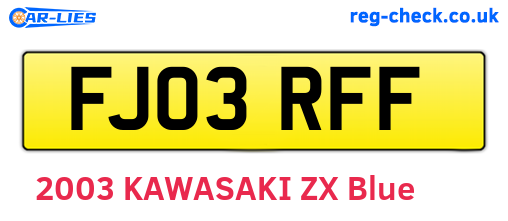 FJ03RFF are the vehicle registration plates.