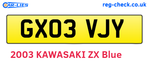 GX03VJY are the vehicle registration plates.