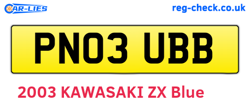 PN03UBB are the vehicle registration plates.