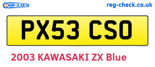 PX53CSO are the vehicle registration plates.