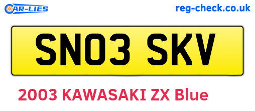 SN03SKV are the vehicle registration plates.