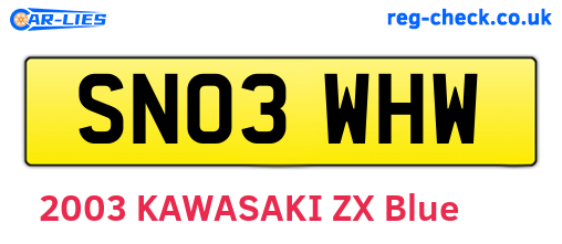 SN03WHW are the vehicle registration plates.