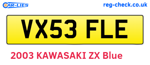 VX53FLE are the vehicle registration plates.