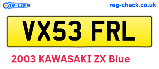 VX53FRL are the vehicle registration plates.