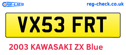 VX53FRT are the vehicle registration plates.