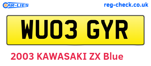 WU03GYR are the vehicle registration plates.
