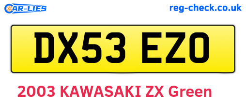 DX53EZO are the vehicle registration plates.