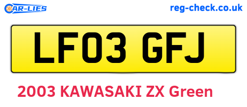 LF03GFJ are the vehicle registration plates.