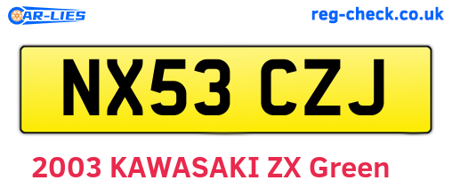 NX53CZJ are the vehicle registration plates.