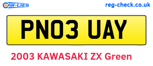 PN03UAY are the vehicle registration plates.