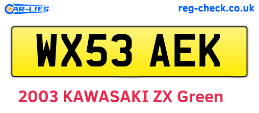 WX53AEK are the vehicle registration plates.