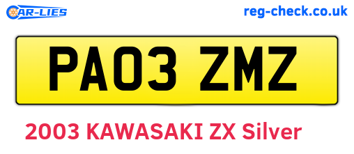 PA03ZMZ are the vehicle registration plates.