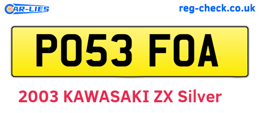 PO53FOA are the vehicle registration plates.
