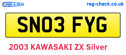 SN03FYG are the vehicle registration plates.