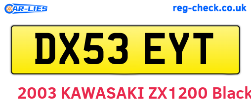 DX53EYT are the vehicle registration plates.