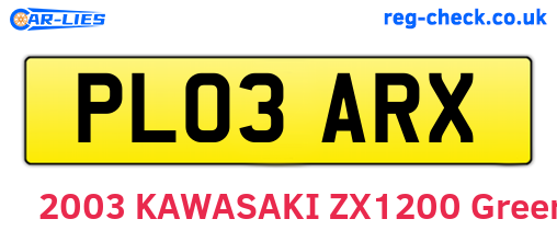 PL03ARX are the vehicle registration plates.