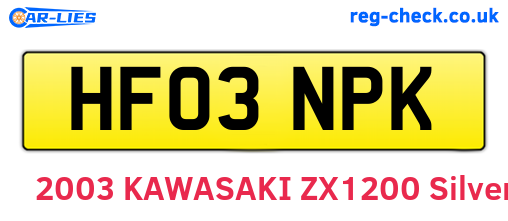 HF03NPK are the vehicle registration plates.