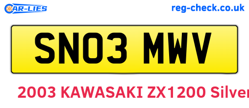 SN03MWV are the vehicle registration plates.