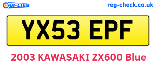 YX53EPF are the vehicle registration plates.