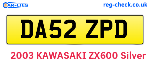 DA52ZPD are the vehicle registration plates.