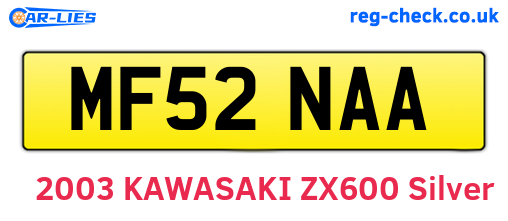 MF52NAA are the vehicle registration plates.