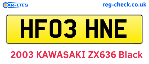 HF03HNE are the vehicle registration plates.