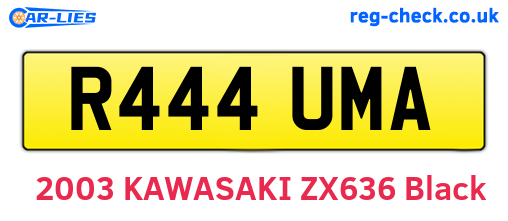 R444UMA are the vehicle registration plates.