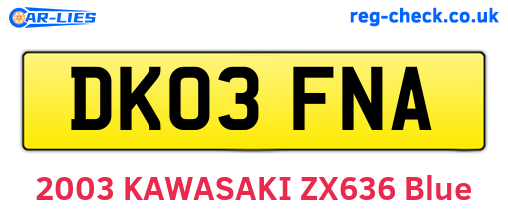 DK03FNA are the vehicle registration plates.