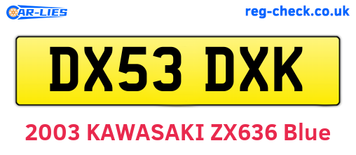 DX53DXK are the vehicle registration plates.