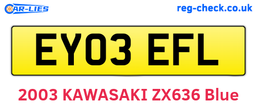 EY03EFL are the vehicle registration plates.
