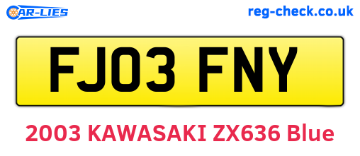 FJ03FNY are the vehicle registration plates.