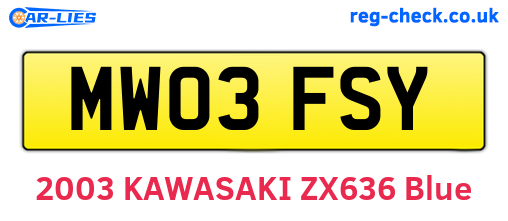 MW03FSY are the vehicle registration plates.