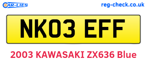 NK03EFF are the vehicle registration plates.