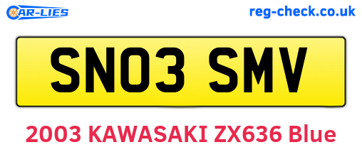 SN03SMV are the vehicle registration plates.
