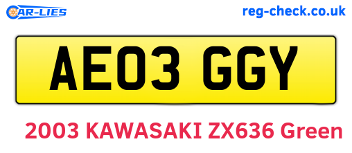AE03GGY are the vehicle registration plates.