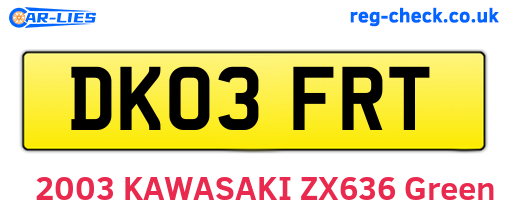 DK03FRT are the vehicle registration plates.