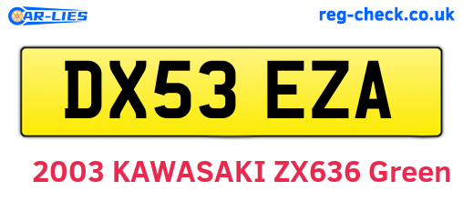 DX53EZA are the vehicle registration plates.