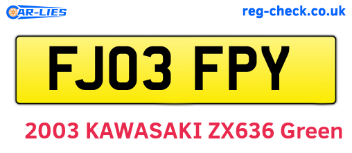 FJ03FPY are the vehicle registration plates.