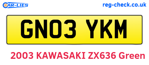 GN03YKM are the vehicle registration plates.