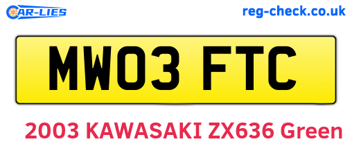 MW03FTC are the vehicle registration plates.