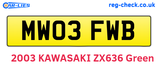 MW03FWB are the vehicle registration plates.
